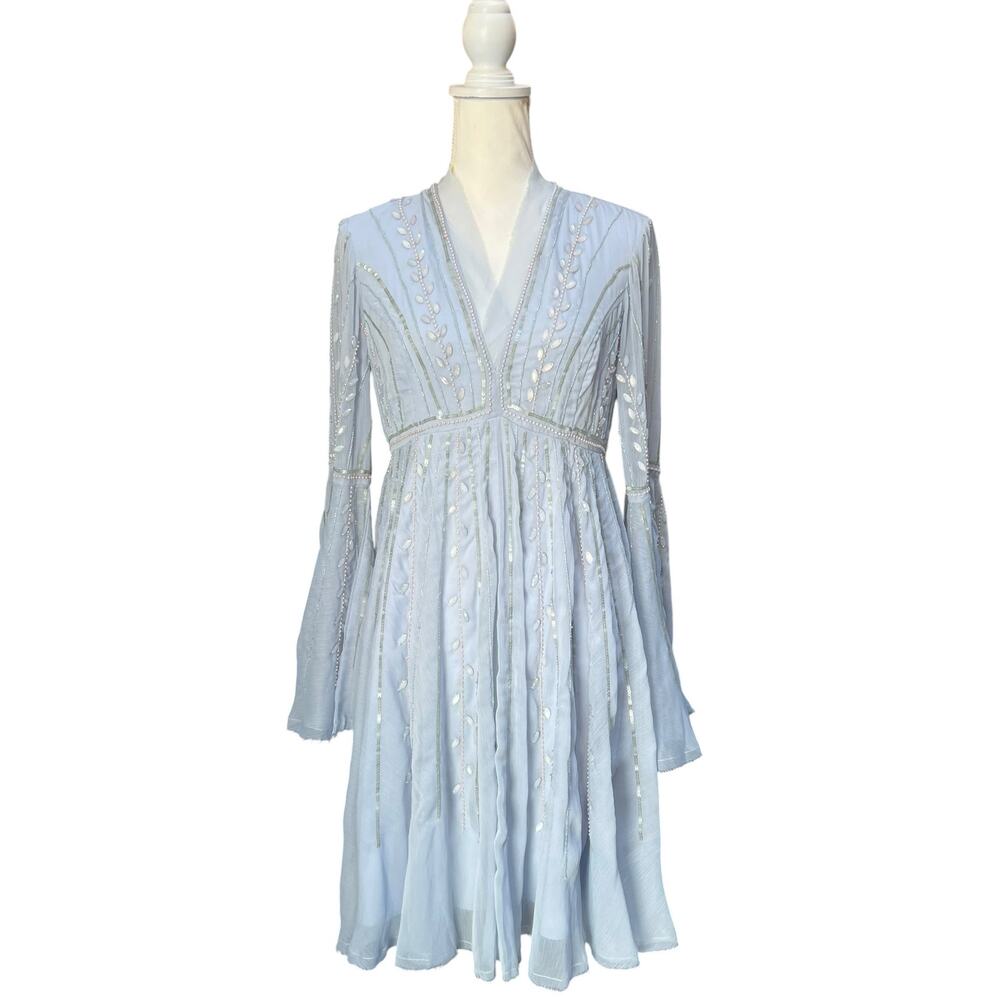 ASOS DESIGN Maternity Blue Beaded Embellished Mini Dress US 6 Boho